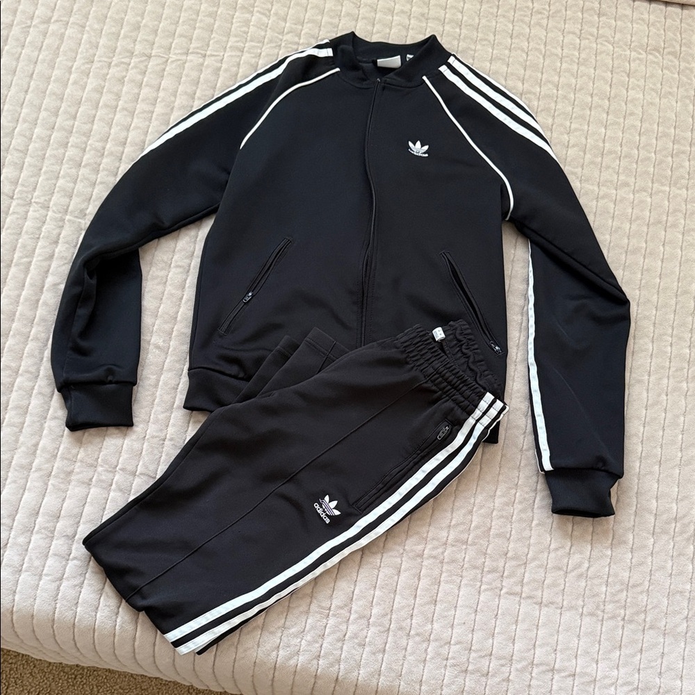 Adidas Black Tracksuit with White Accents